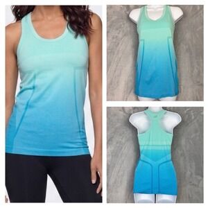 BCG Ombre‎ Active Tank Top Womens Small Blue Green Racerback Athletic Gym Shirt